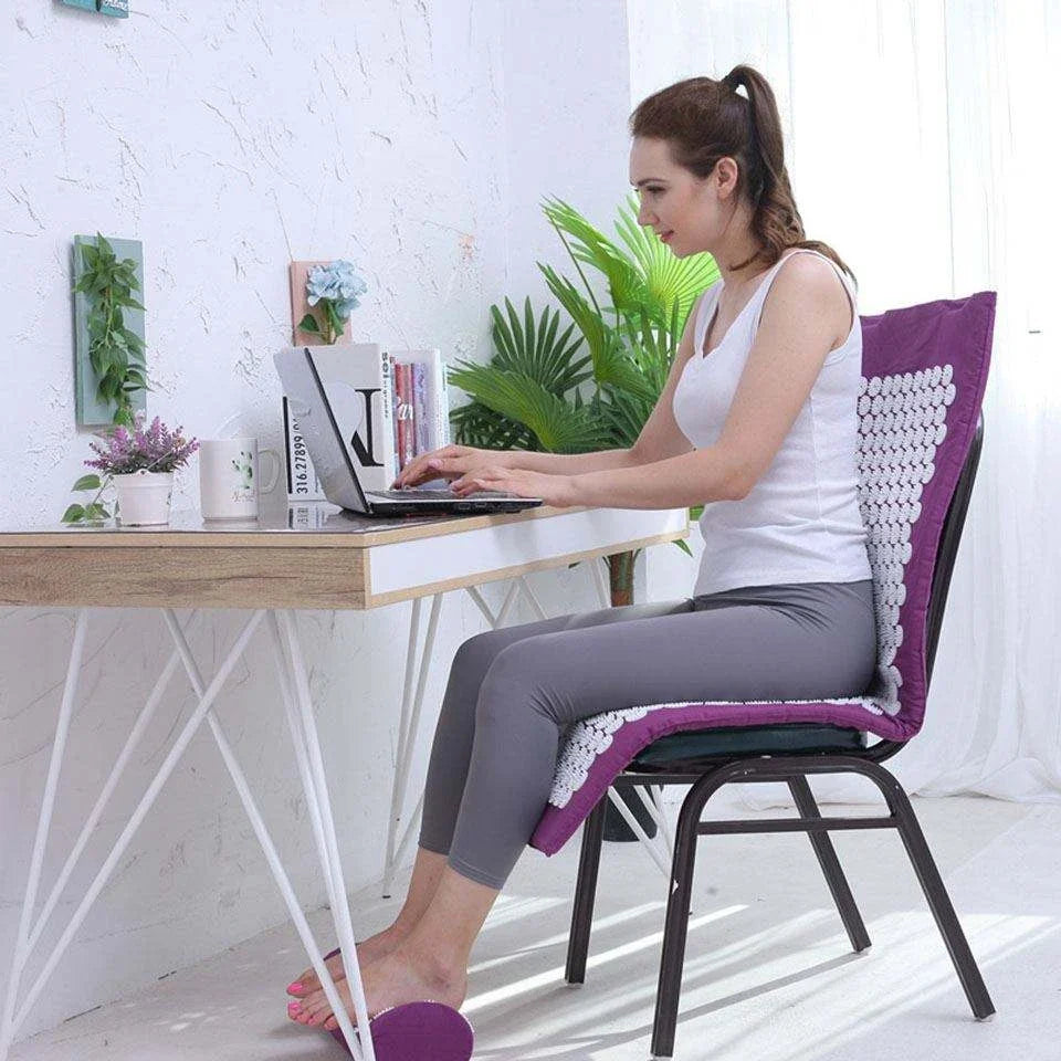 NNETM Acupressure Massage Mat & Neck Pillow Set (Purple)