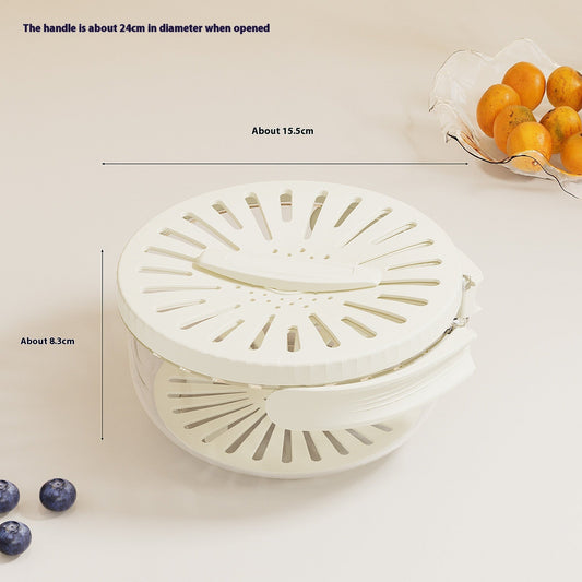 NNEDSZ 2PCS White Double-Layer Fruit and Vegetable Drain Basket - Multifunctional Collapsible Kitchen Strainer with Handle for Washing and Storage-0